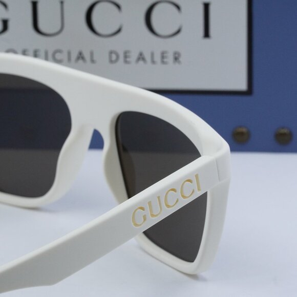 Final Price! Gucci GG1570S 003 Matte White/Brown Sunglasses - Picture 6 of 11